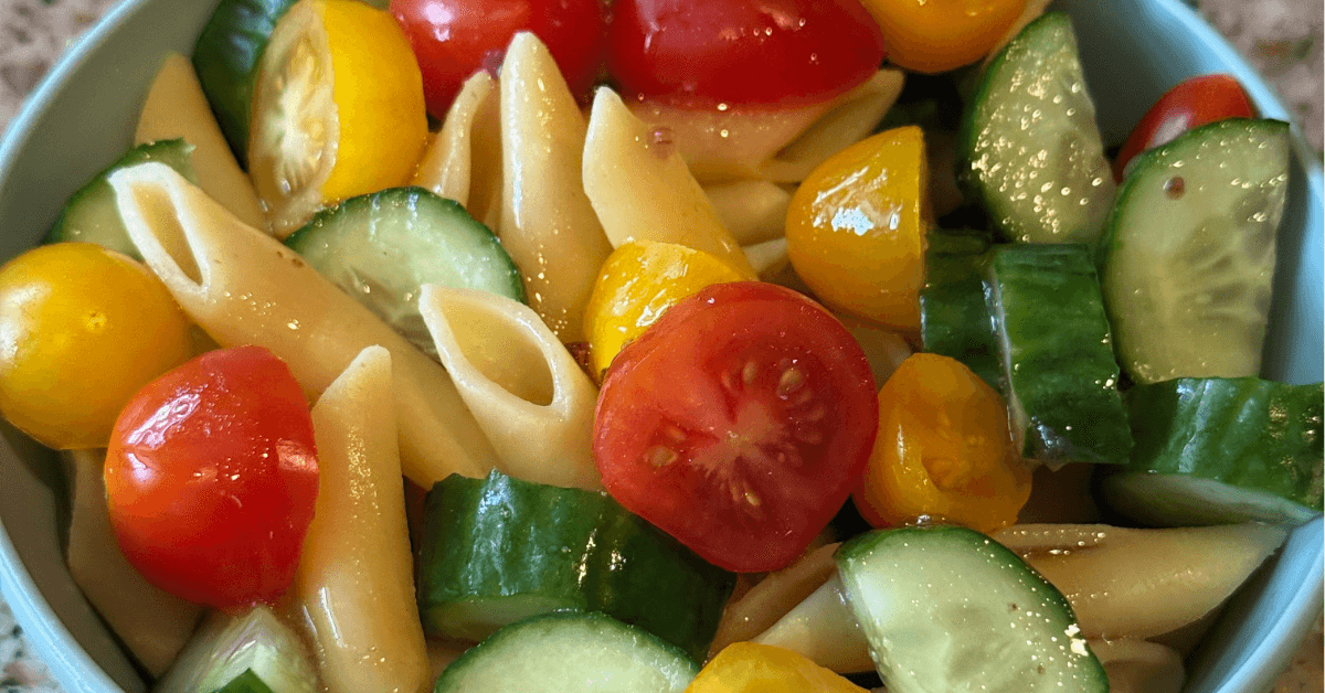 Cucumber Tomato Pasta Salad